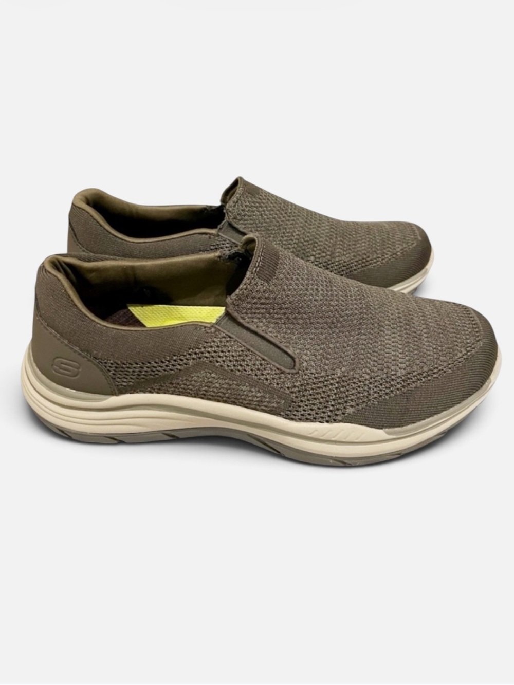 Skechers Mens Relaxed Fit Air-Cooled Memory Foam Taupe Sneakers Size 12